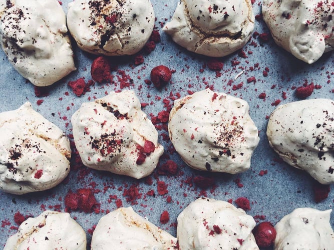 Dark Chocolate, Cherry, Almond Meringues