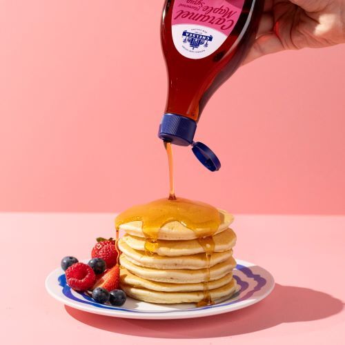 Easy Shaker Pancakes with Caramel Maple Syrup