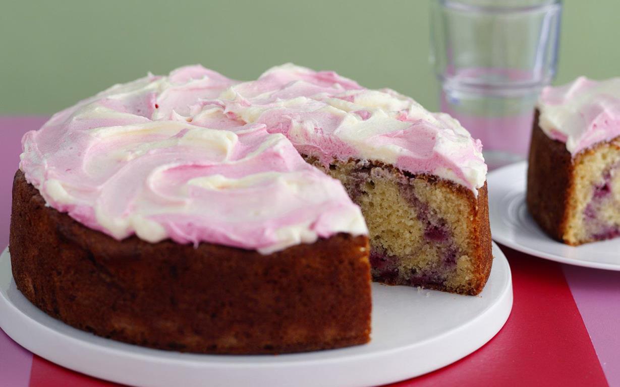 Marbled Raspberry Vanilla Cake