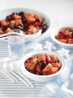 Summer Fruit Salad with Mint and Lime Syrup