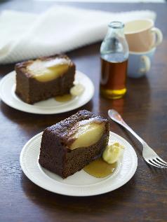 Upside Down Pear and Treacle Cake